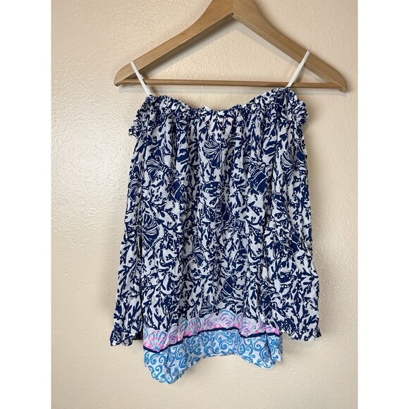 Lilly Pulitzer S Nevie Off The Shoulder Top Blouse Krillin It Oyster Bay Resort - Picture 4 of 8